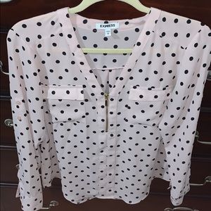 Pink polka dot blouse